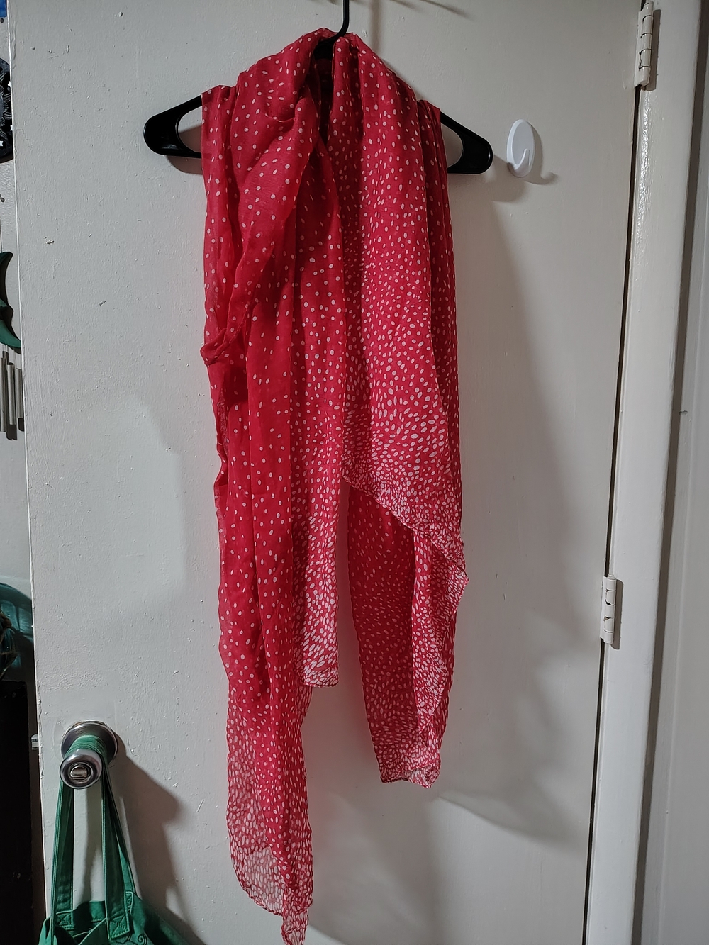 Lightweight Coral/Pink With White Polka Dot Scarf